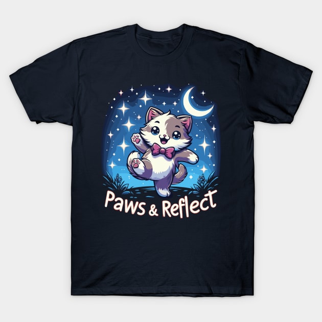 Paws and Reflect - Kawaii Dancing Kitten T-Shirt by WEARWORLD